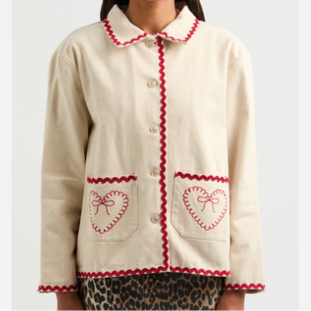 Sister Jane Posy Ric Rac Hearts and Bows Embroidered Jacket